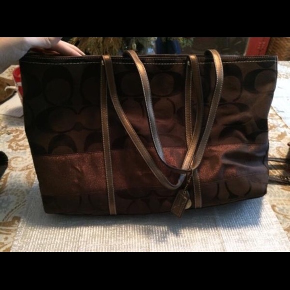 Large Signature Stripe Brown/Bronze Tote - Picture 2 of 8